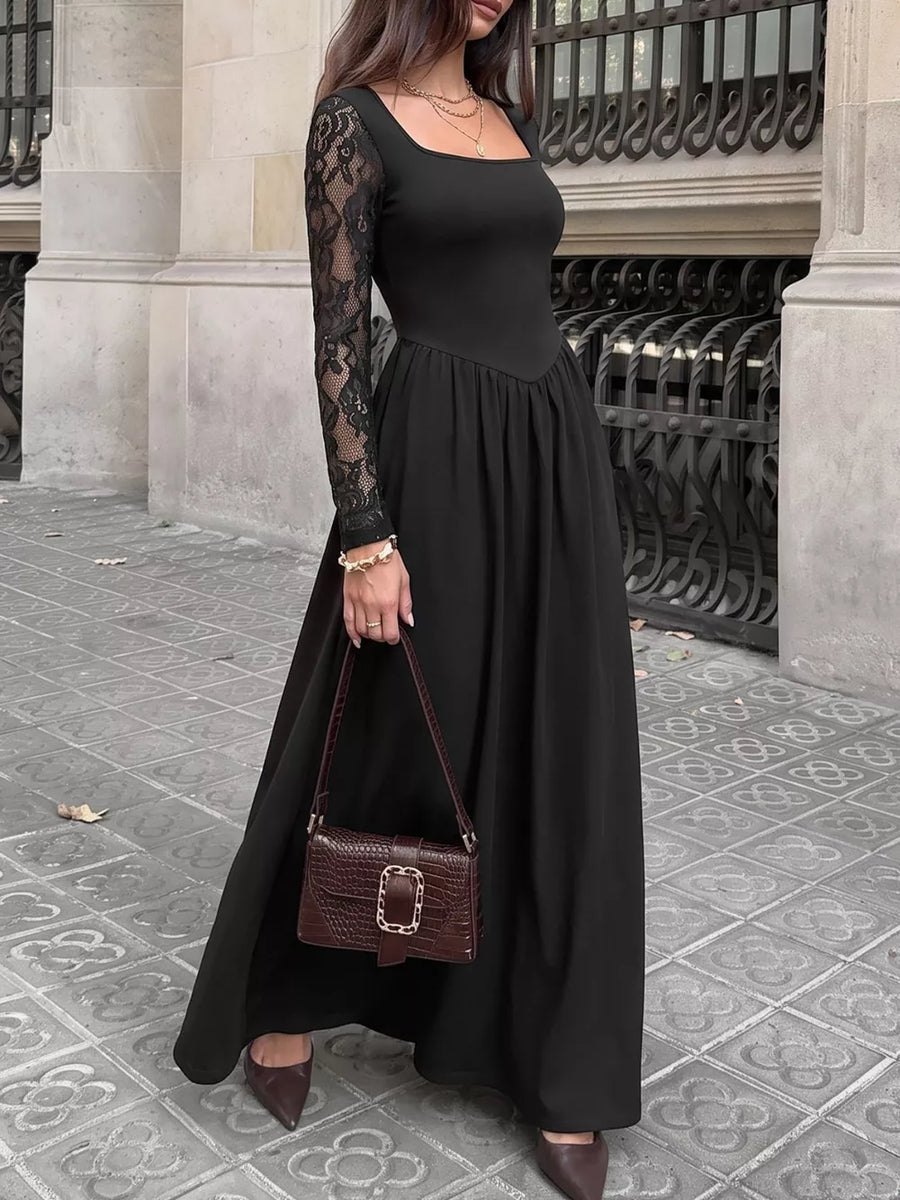 black maxi dress with maxi and pullover