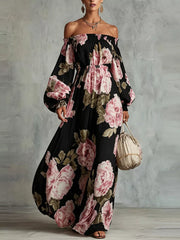 maxi dress in White with floral and smocked