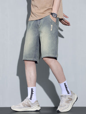 Medium Men's Vintage Wash Relaxed Fit Denim Shorts