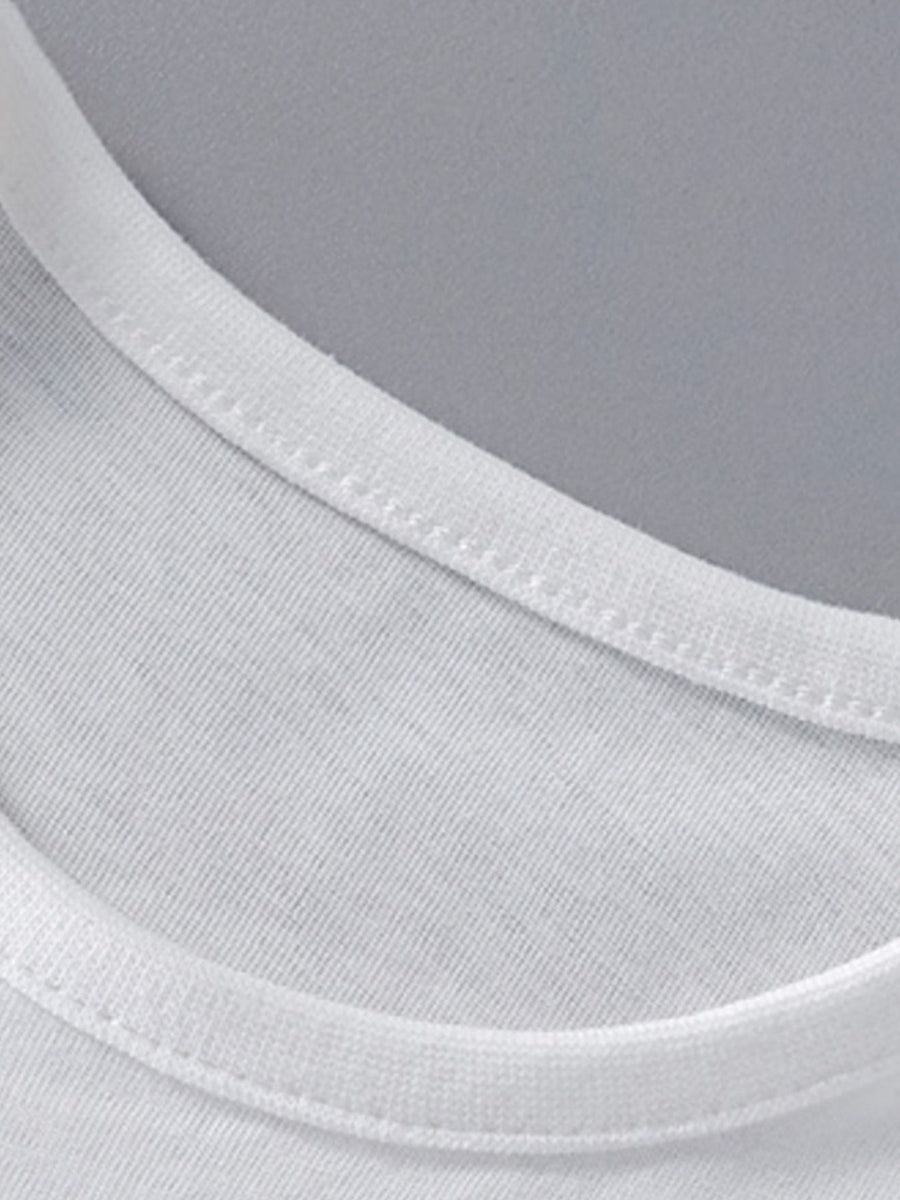 White cotton toddler t-shirt with crew neck and white trim detail