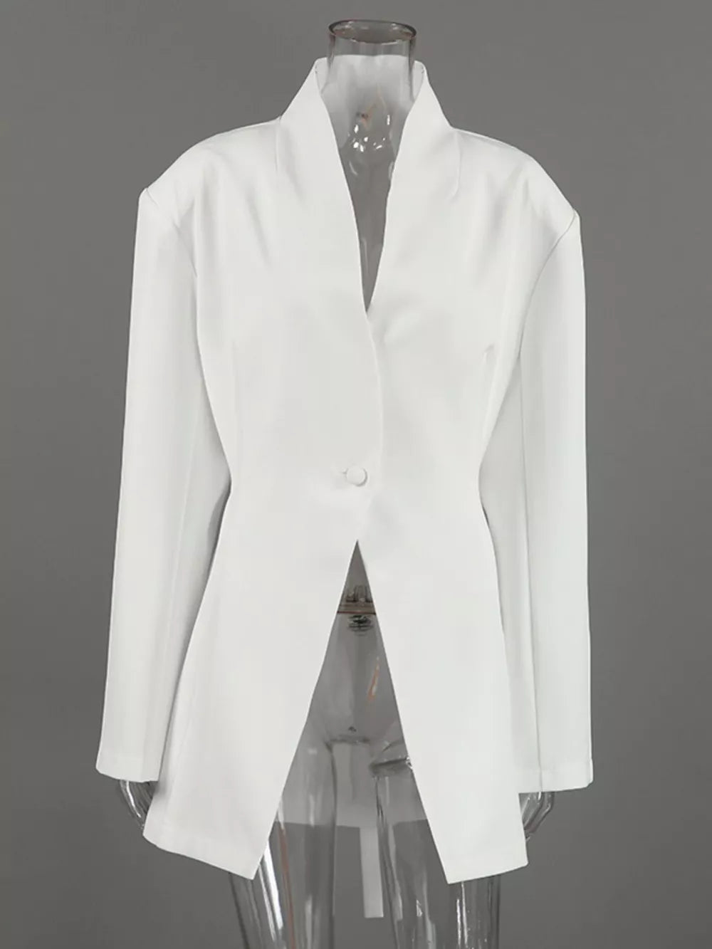 modern blazer in white with deep v-neck