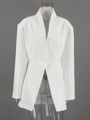 modern blazer in white with deep v-neck