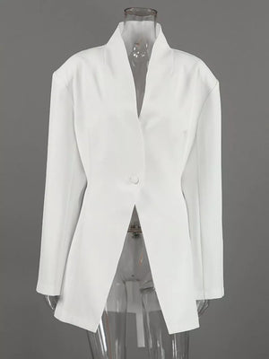 modern blazer in white with deep v-neck