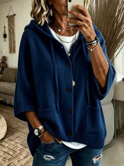 classic cardigan in Purple with hooded