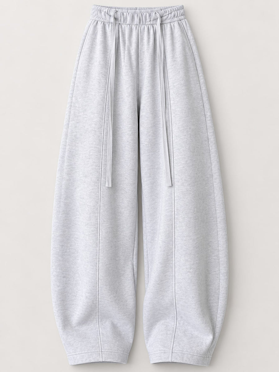 High-Waisted Drawstring Wide-Leg Casual Pants in Dark Coffee-Tall with adjustable