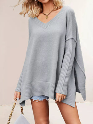 minimalist v-neck sweater in Black with v-neck