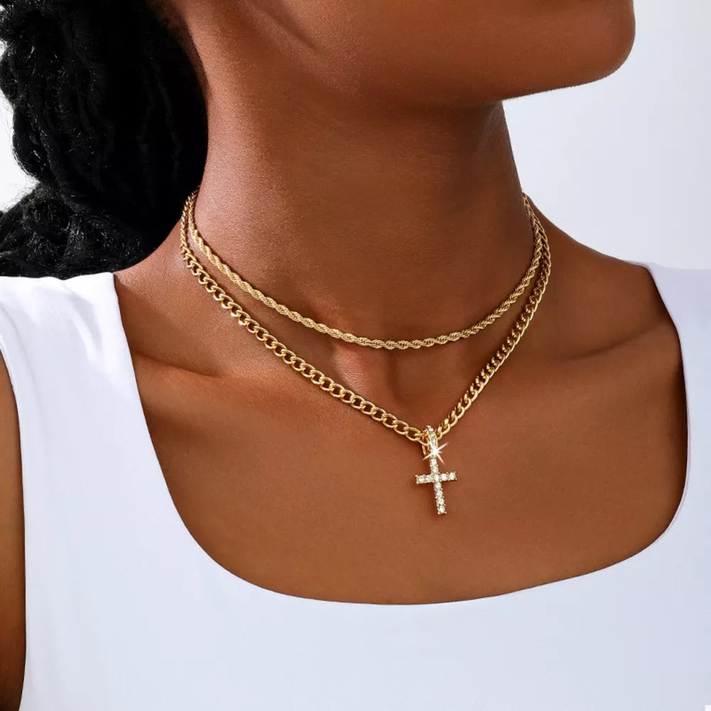necklace in gold featuring layered and jewelry fit