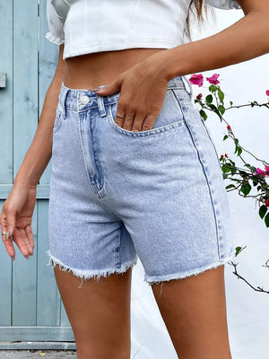 Frayed Hem Denim Shorts option 3