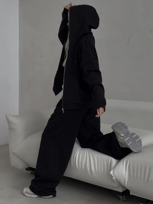lounge set in Light Gray with pocketed and cropped