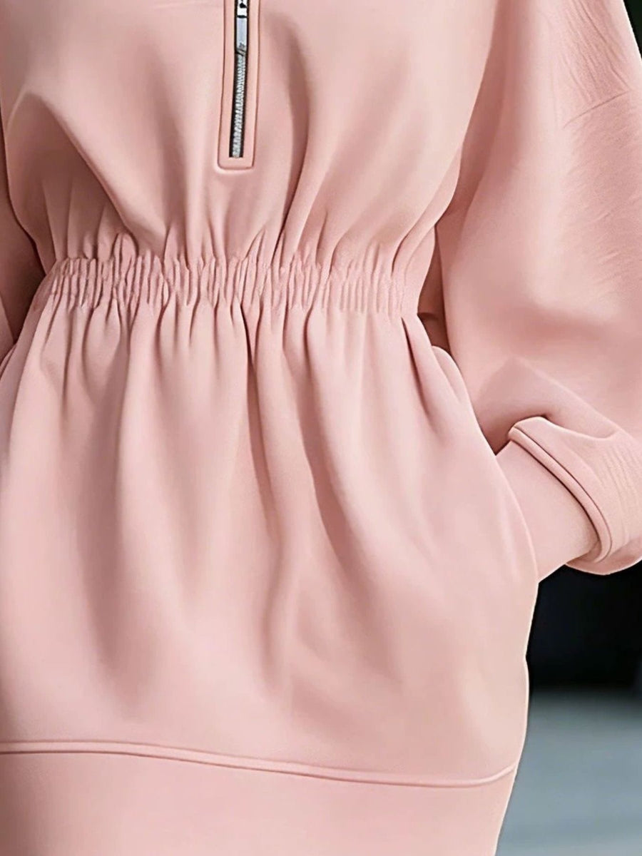 100% polyester Care instructions: Machine wash cold sweater dress in Light Blue with relaxed silhouette