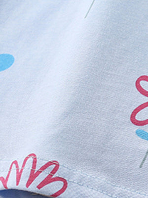 Light blue cotton toddler tee and shorts set with a pink floral print.