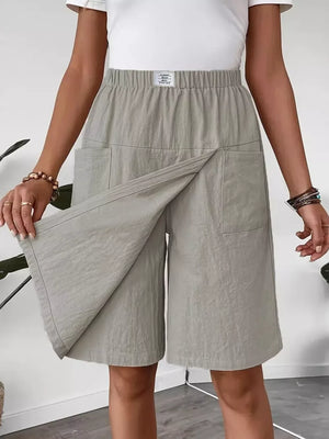 Light Gray Elastic Waist Wrap Skort