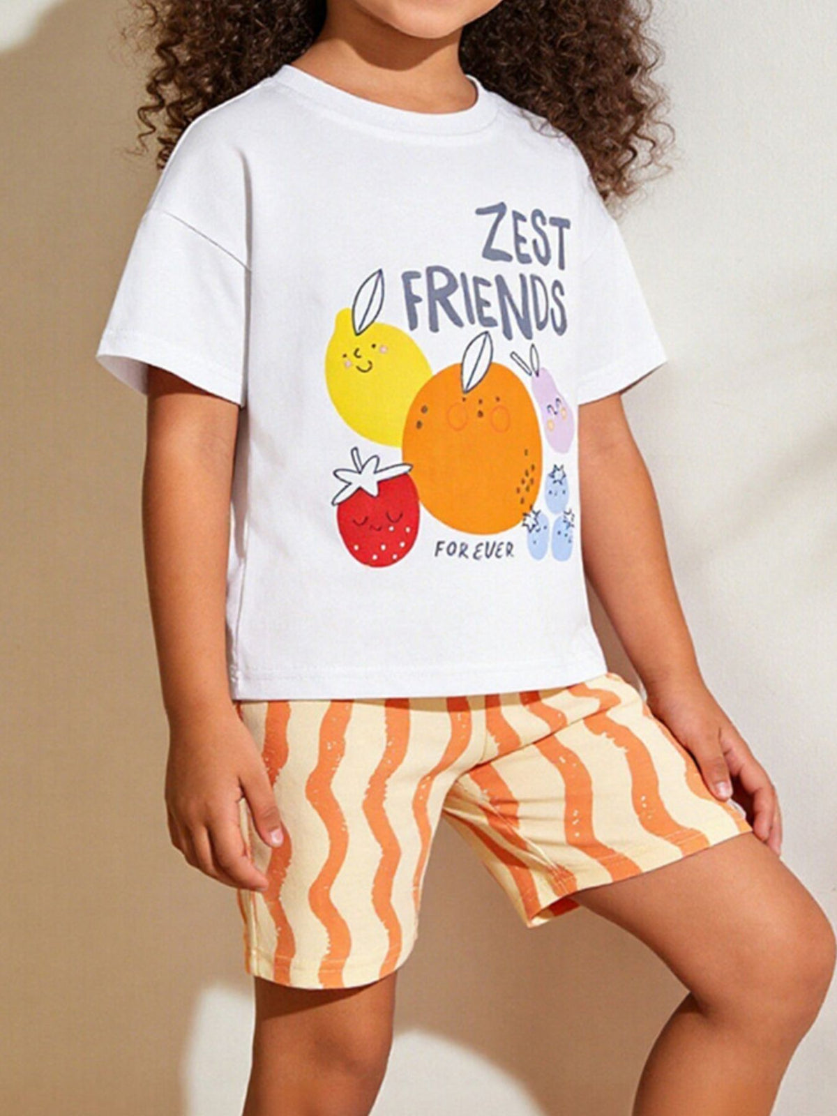 Cheerful toddler graphic tee and shorts set in cotton.