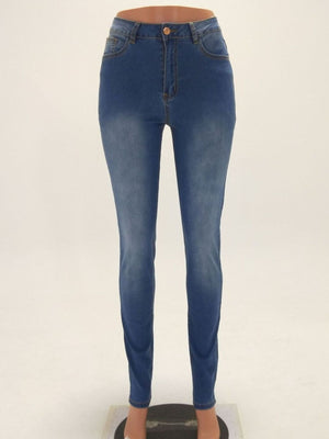 95%cotton,5%spandex Care instructions: Machine wash cold skinny jeans in medium blue with slim silhouette