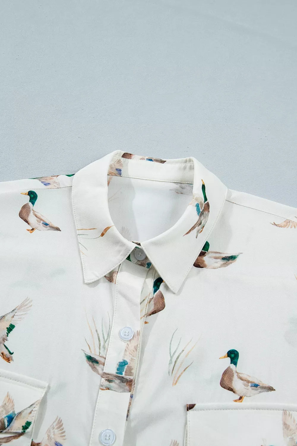 cream regular button-up shirt with collared