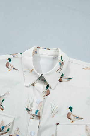 cream regular button-up shirt with collared