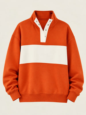 Burgundy sweatshirt with hip-length and half-button