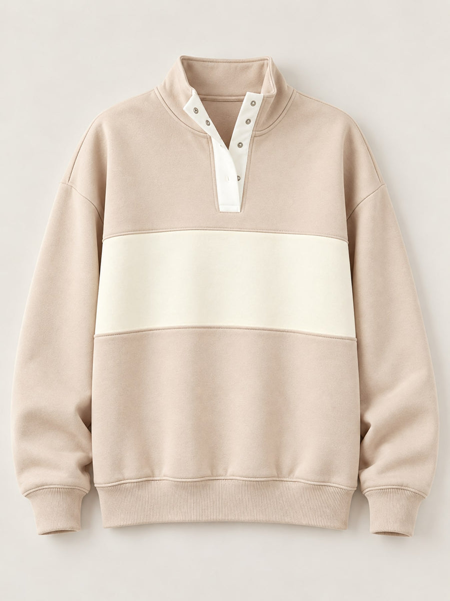 sweatshirt featuring color-block, abstract-print in cream with Polyester 95% Care instructions: Machine wash texture