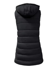Zip Up Longline Hooded Puffer Vest Coat in Bright Red