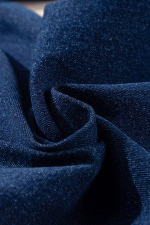Mid-rise straight leg jeans in dark wash denim with a classic weave.