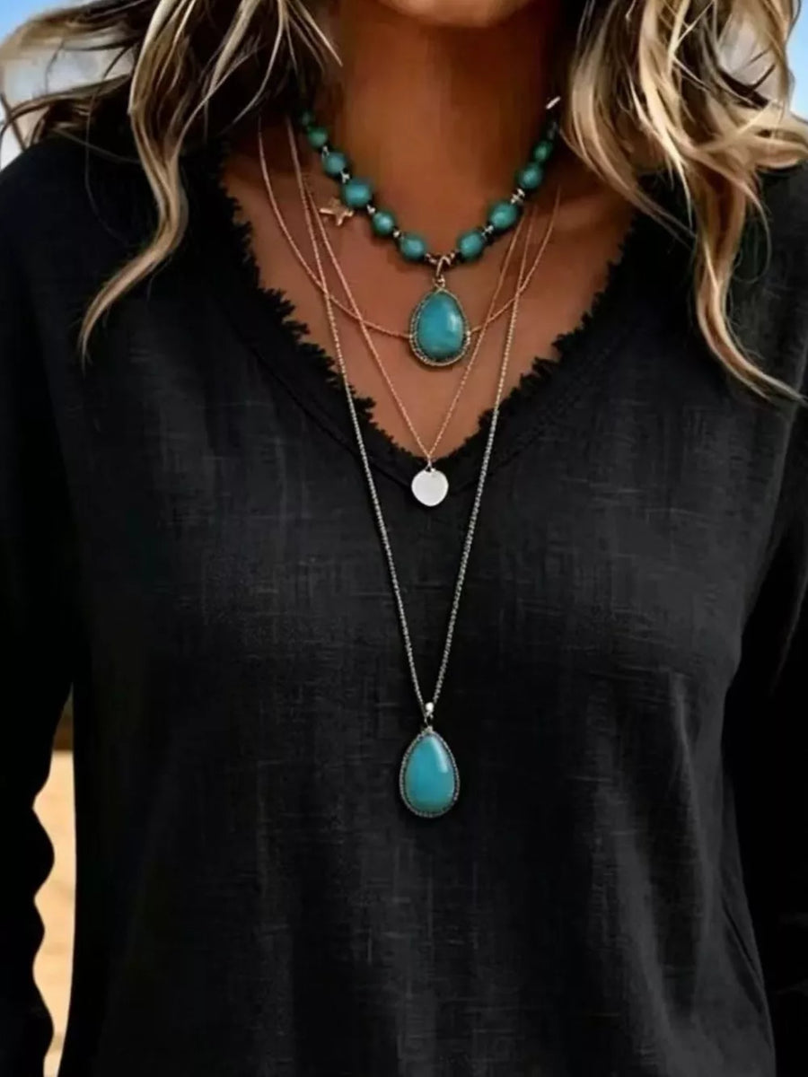 tan relaxed t-shirt with v-neck