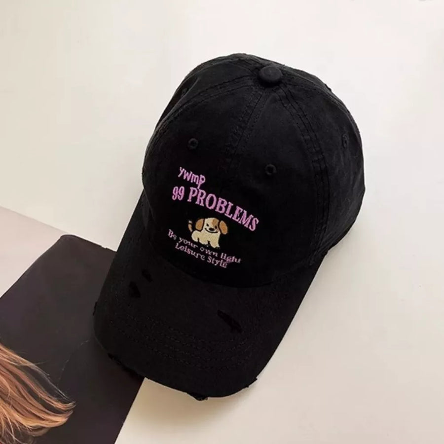 Army Green Dog Distressed Baseball Cap