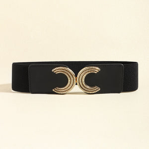 Black stretch belt with double C gold buckle
