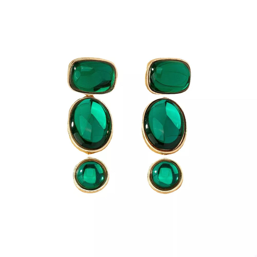 earrings in Dark Green with drop design and long