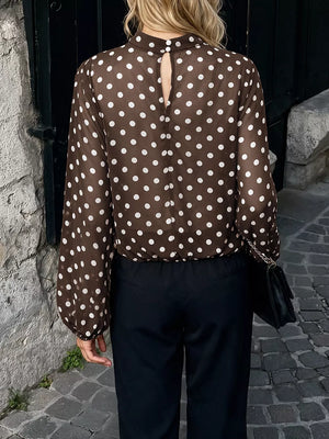 white blouse with pullover and polka dot
