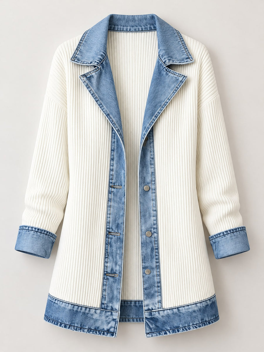 cardigan in White with collared and long sleeve
