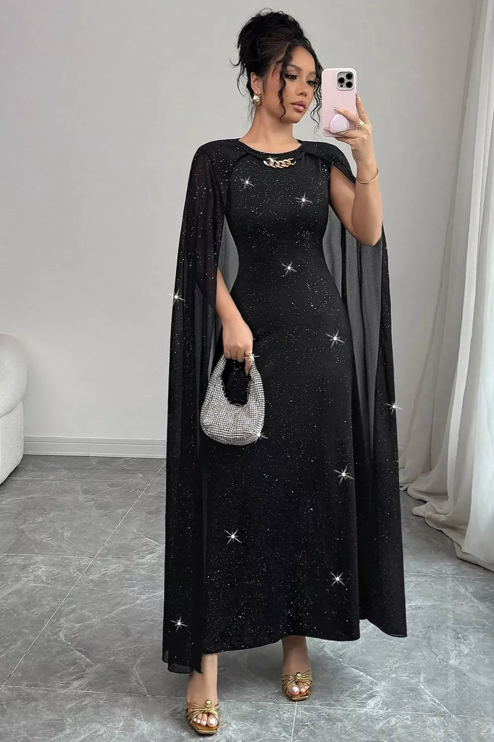 black maxi dress with maxi and pullover
