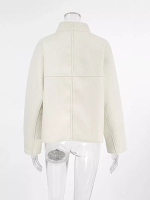 Elegant Stand Collar Open Front Outerwear option 6
