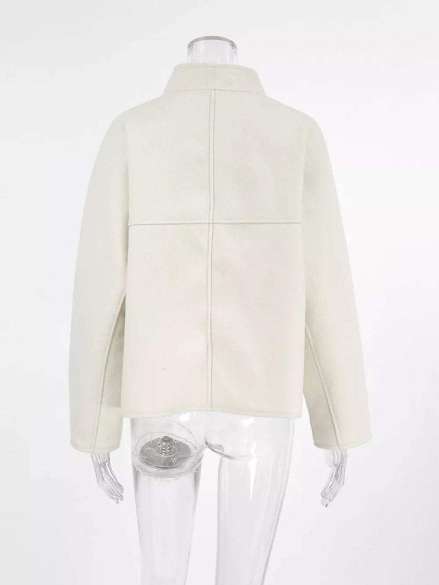 Elegant Stand Collar Open Front Outerwear option 6