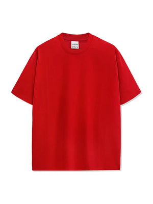Deep Red oversized crew neck t-shirt with short sleeves and a relaxed fit.