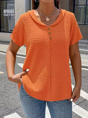 blouse in orange featuring decorative button and regular fit