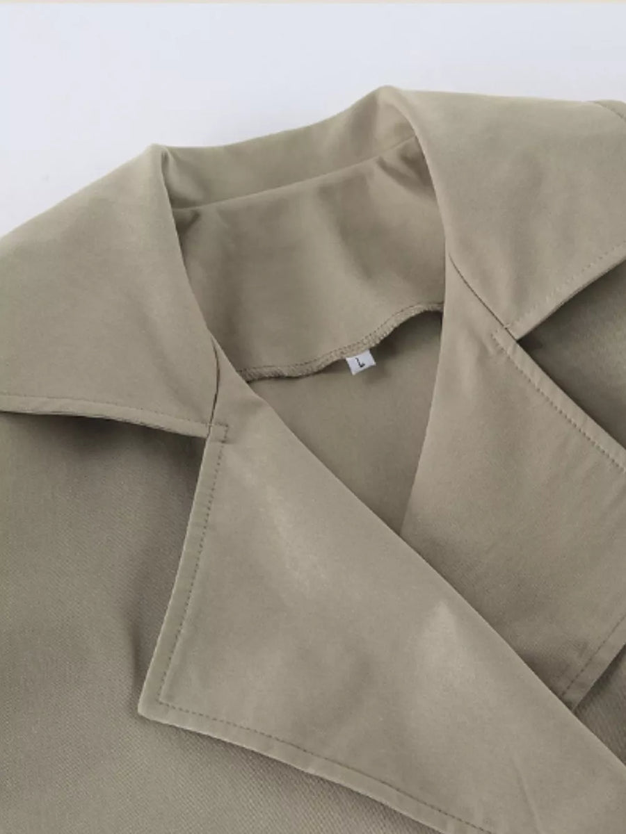 Chic Double-breasted Belted Trench Coat in Khaki, view 12