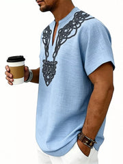 Men's Notched Printed Short Sleeve Shirt Plus Size, view 11