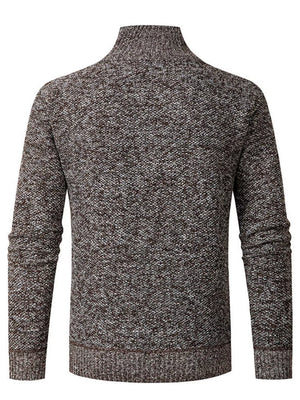 Wine Red zip-up sweater with hip-length and half-zip