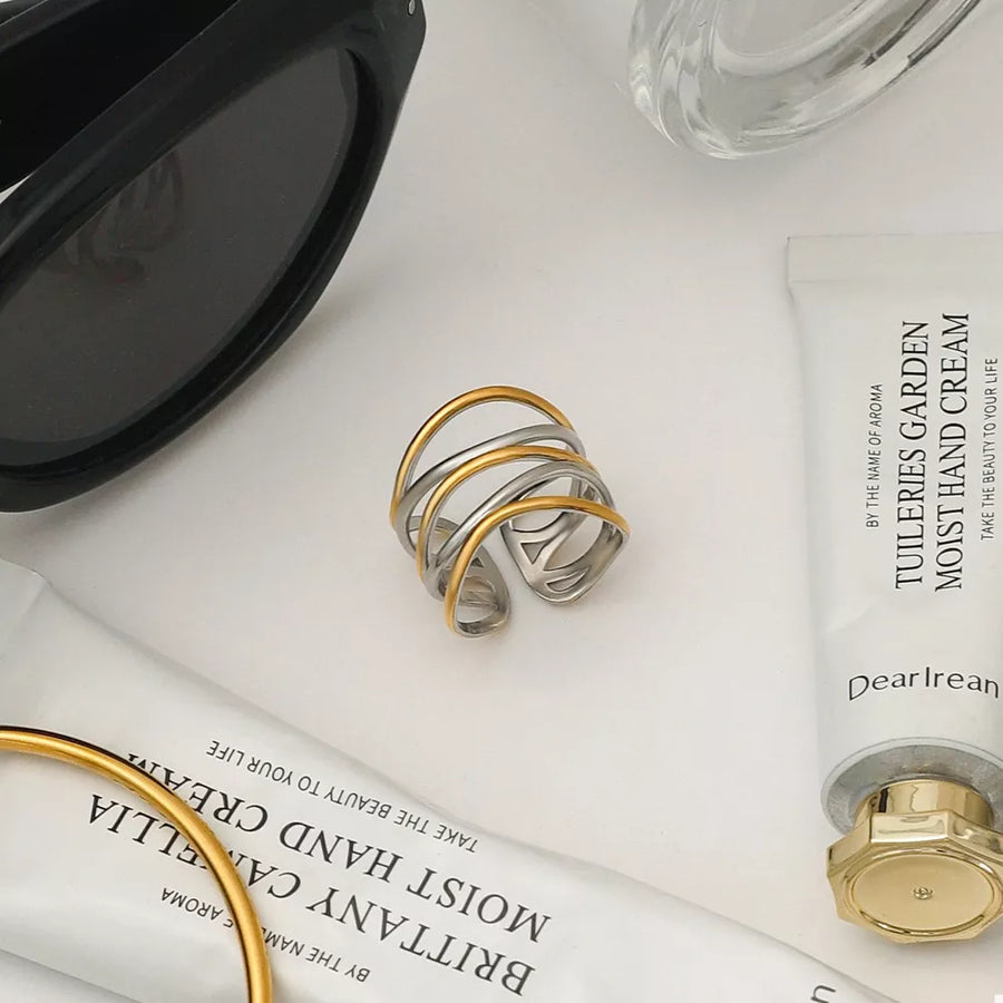 18k Gold-plated Two-tone Open Ring in gold with two-tone
