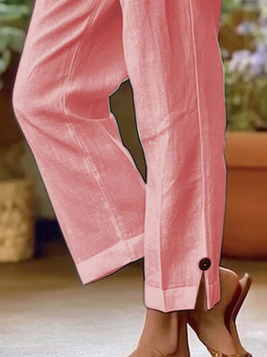 White Full Size Casual Wide-leg Pants Plus Size