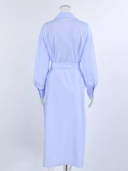 Blue relaxed button-down shirt with collared