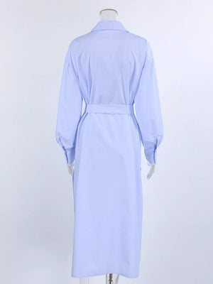 Blue relaxed button-down shirt with collared