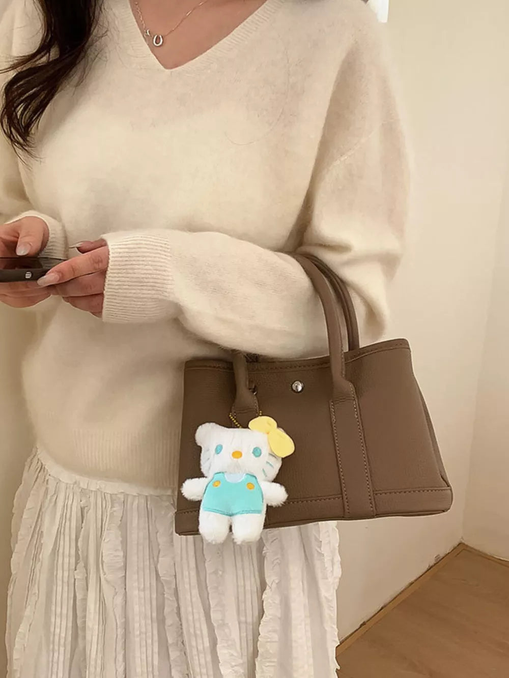 Light Yellow Top Handle Crossbody Bag