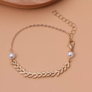 Wheat-spike 18k Gold-plated Faux Pearl Jewelry Set option 6