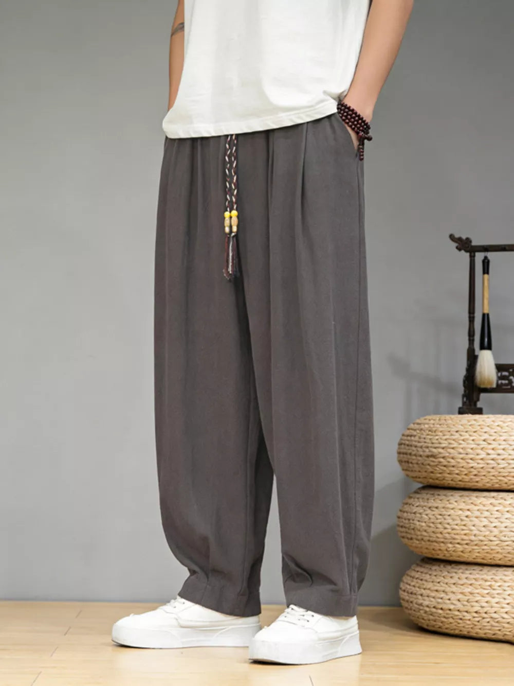 Men's Plus Size Loose Fit Casual Pants in Gray