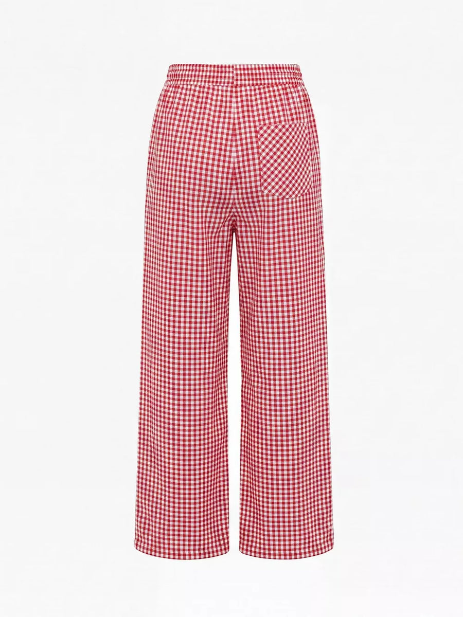 Black wide-leg pants with full-length and drawstring