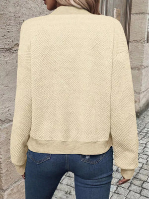 Khaki bomber jacket with waist-length and zip-front