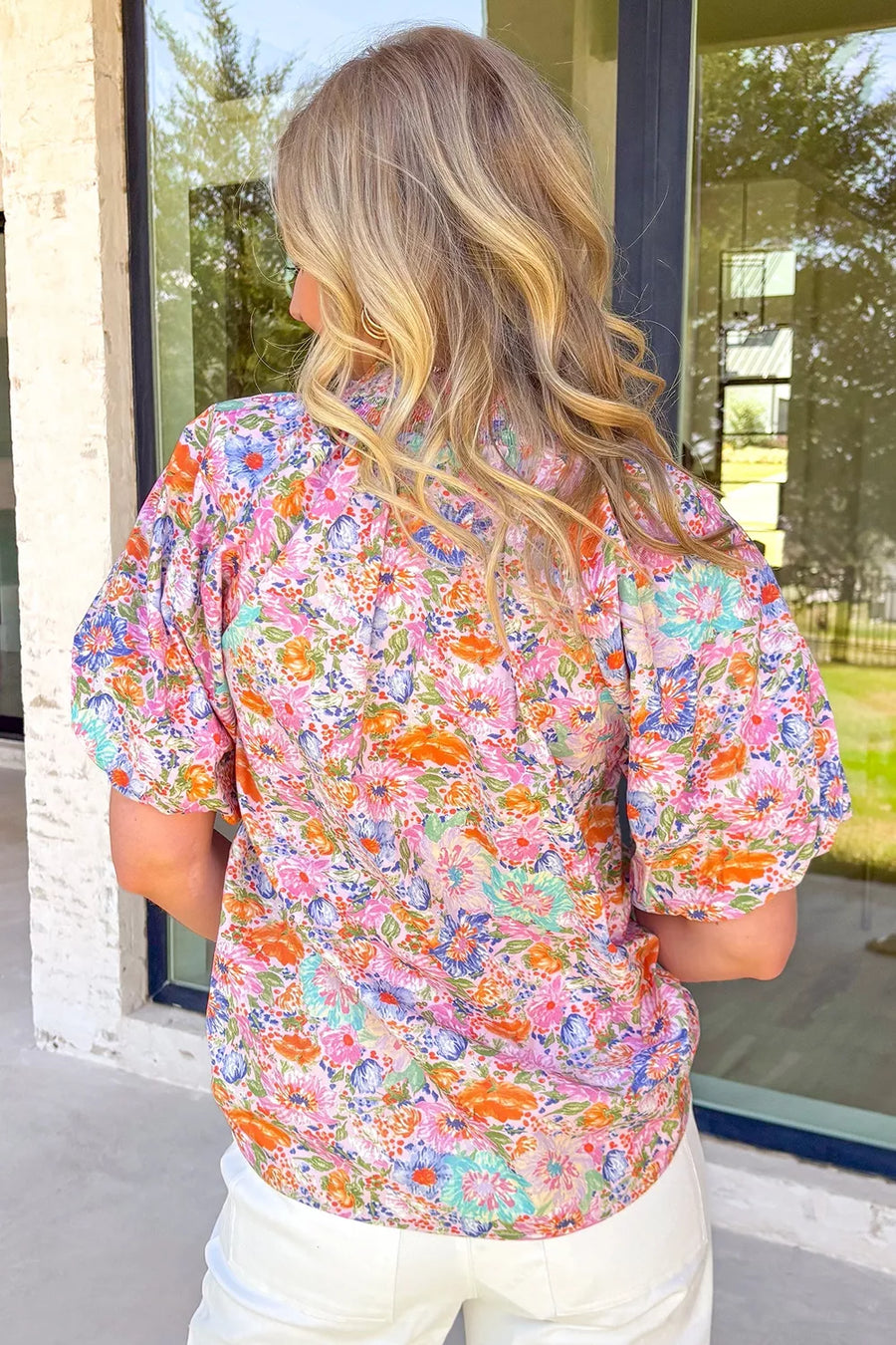 Print Puff Sleeve Blouse option 5