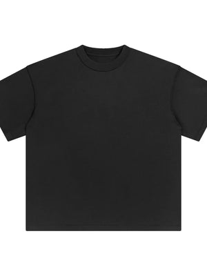Black half sleeve t-shirt with crew neck and relaxed fit