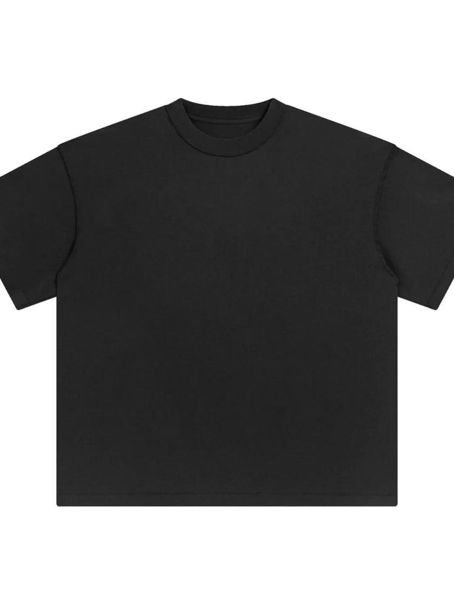 Black half sleeve t-shirt with crew neck and relaxed fit
